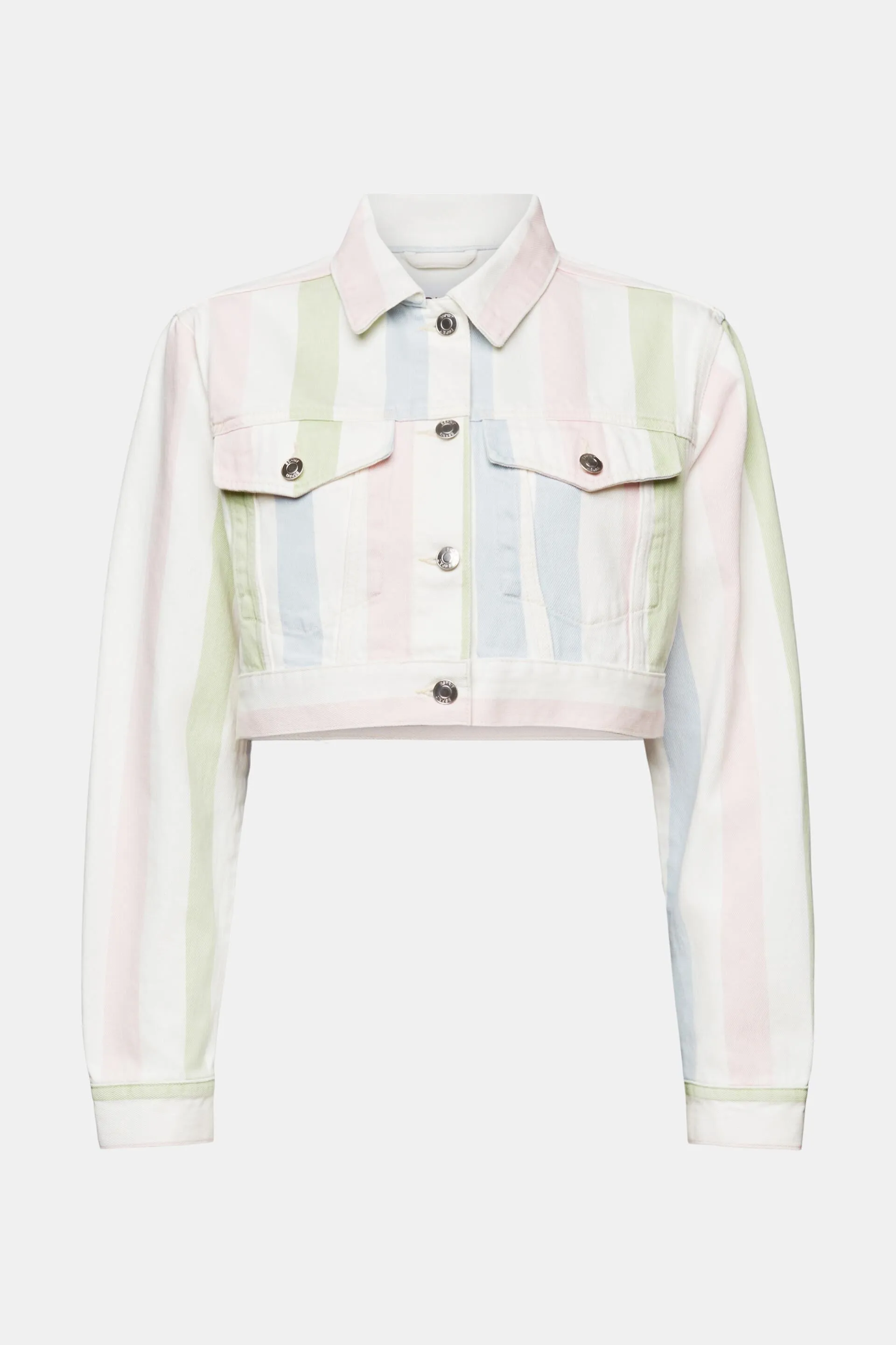 Giacca di jeans cropped a righe