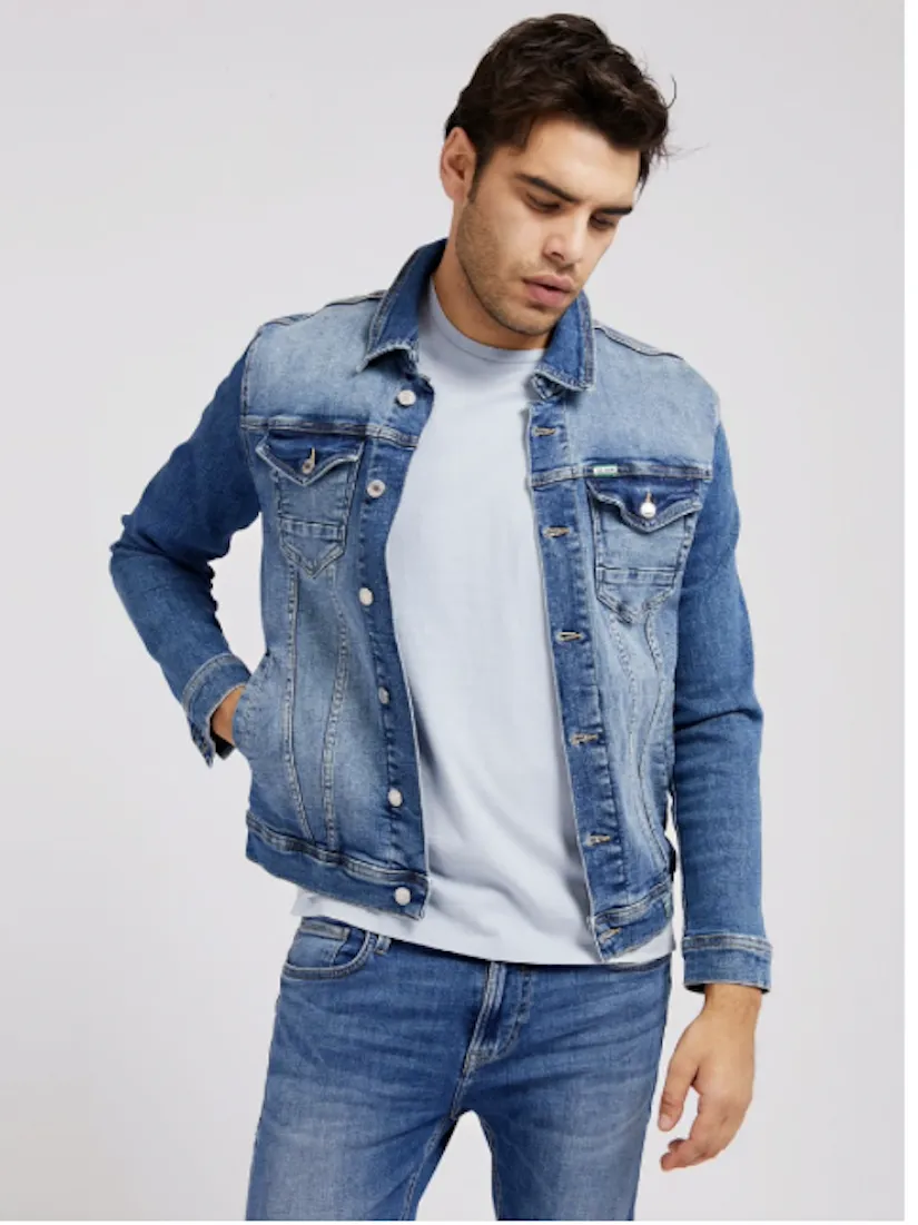 Giacca Guess uomo in jeans di cotone M1RN14D4B71