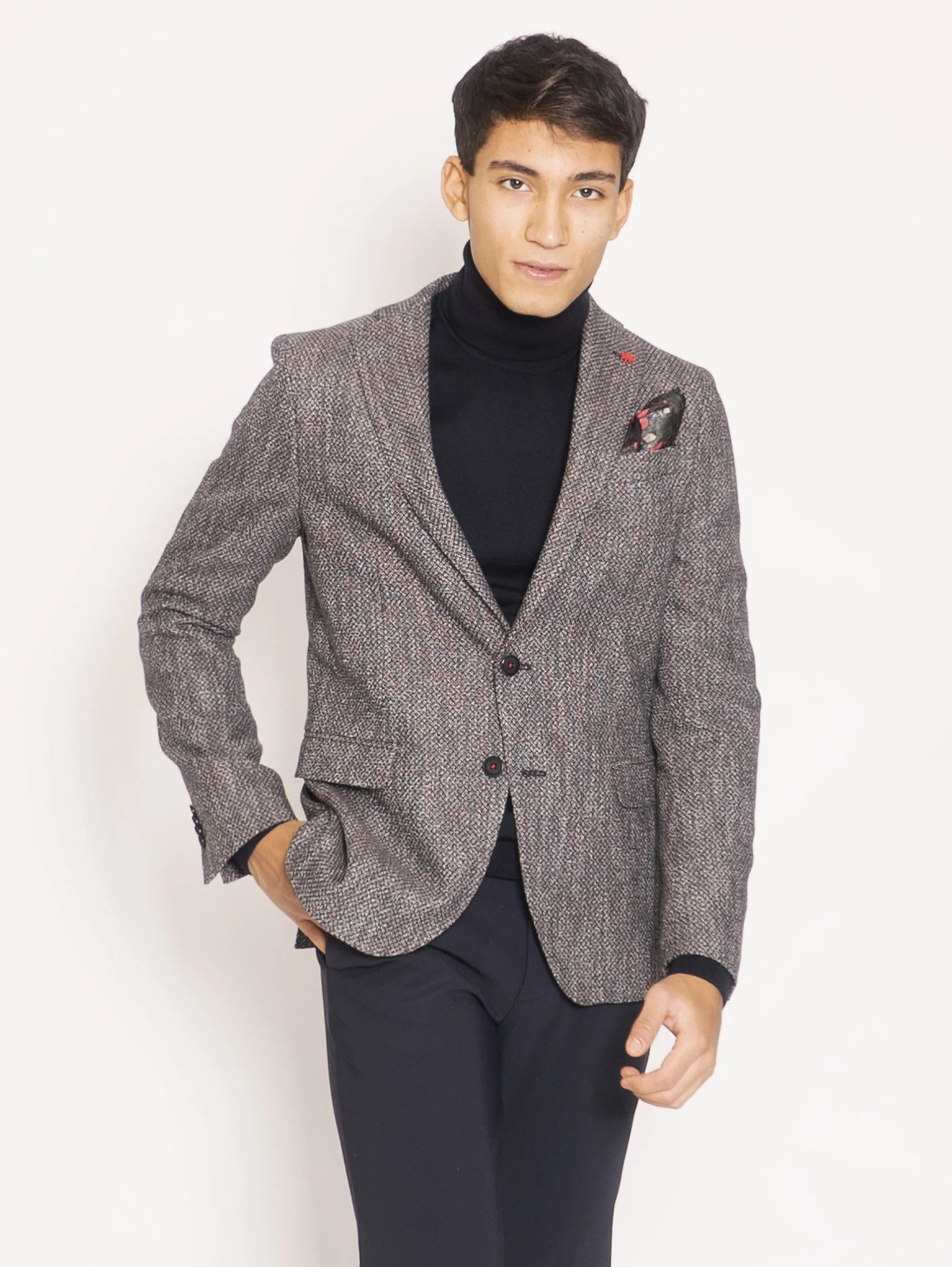 Giacca in Tweed - Marrone/Blu