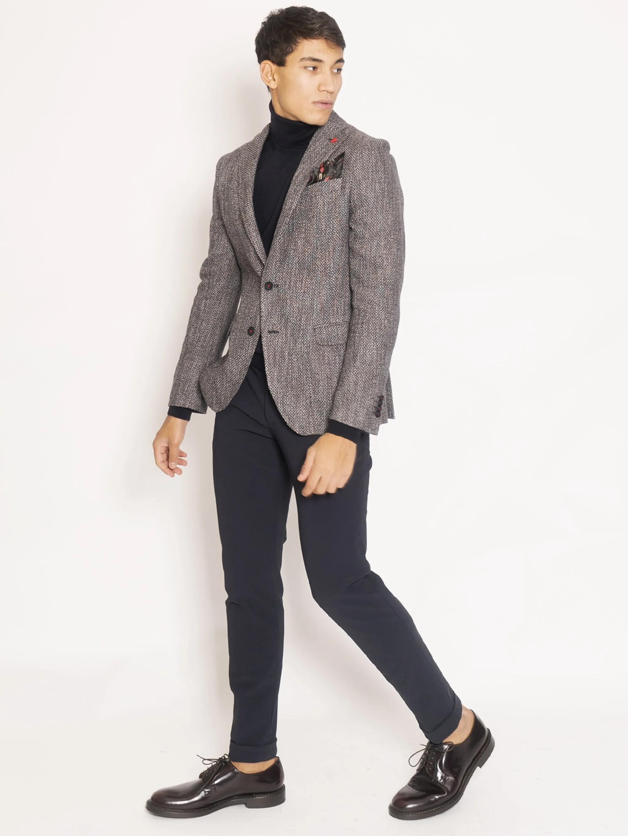 Giacca in Tweed - Marrone/Blu