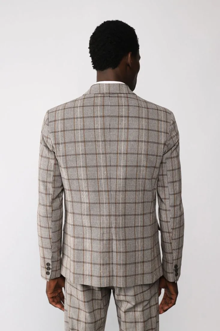 Giacca monopetto fantasia pied-de-poule con revers classici