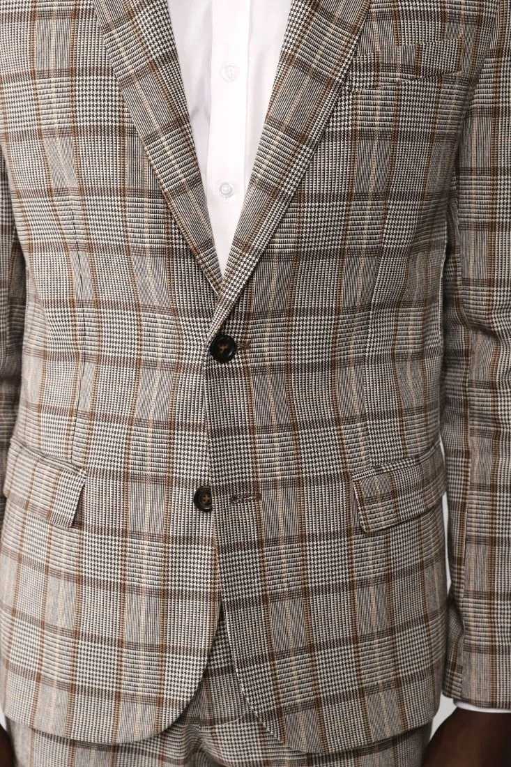 Giacca monopetto fantasia pied-de-poule con revers classici