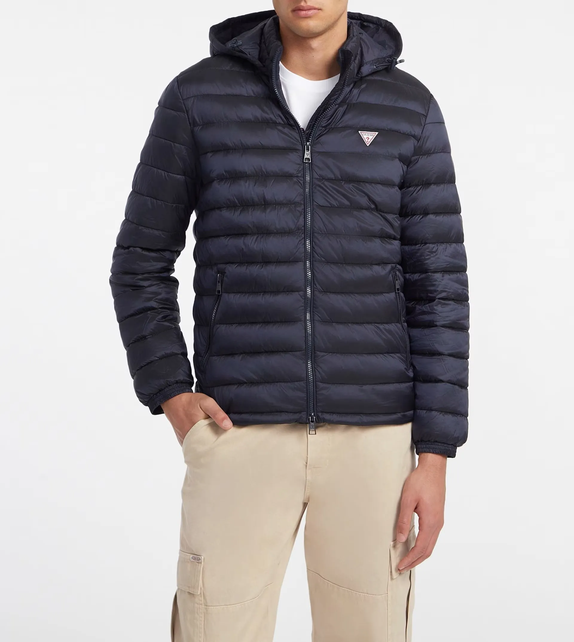 Giacca piumino con cappuccio in nylon