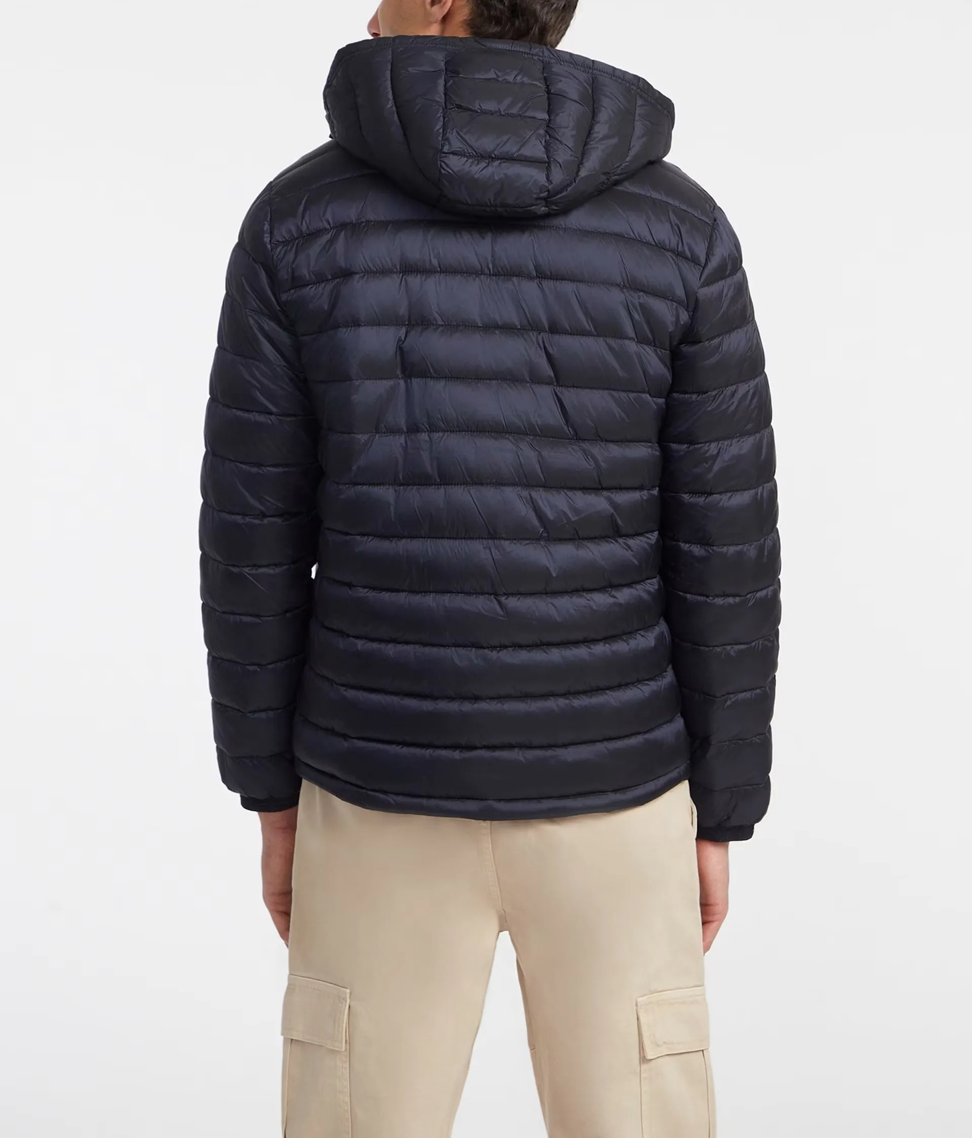 Giacca piumino con cappuccio in nylon