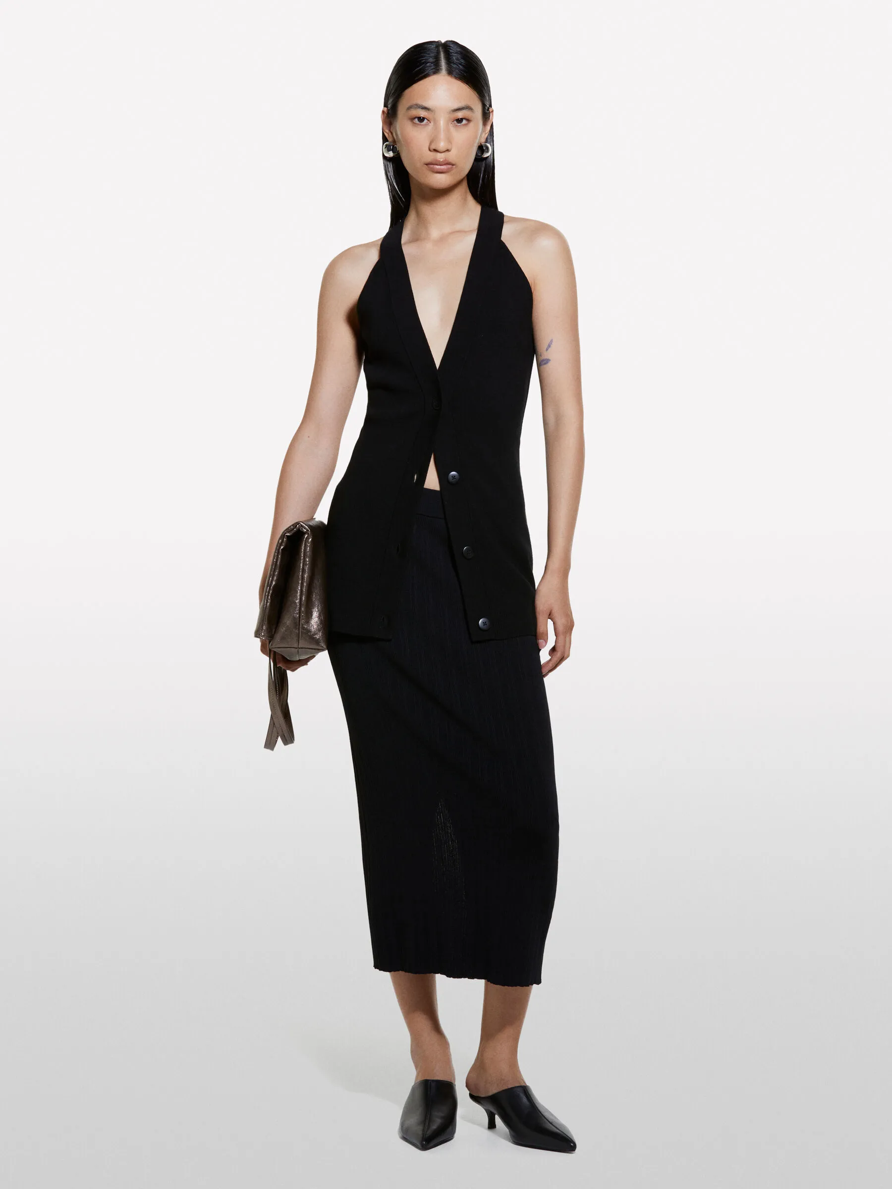 Gilet nero in maglia