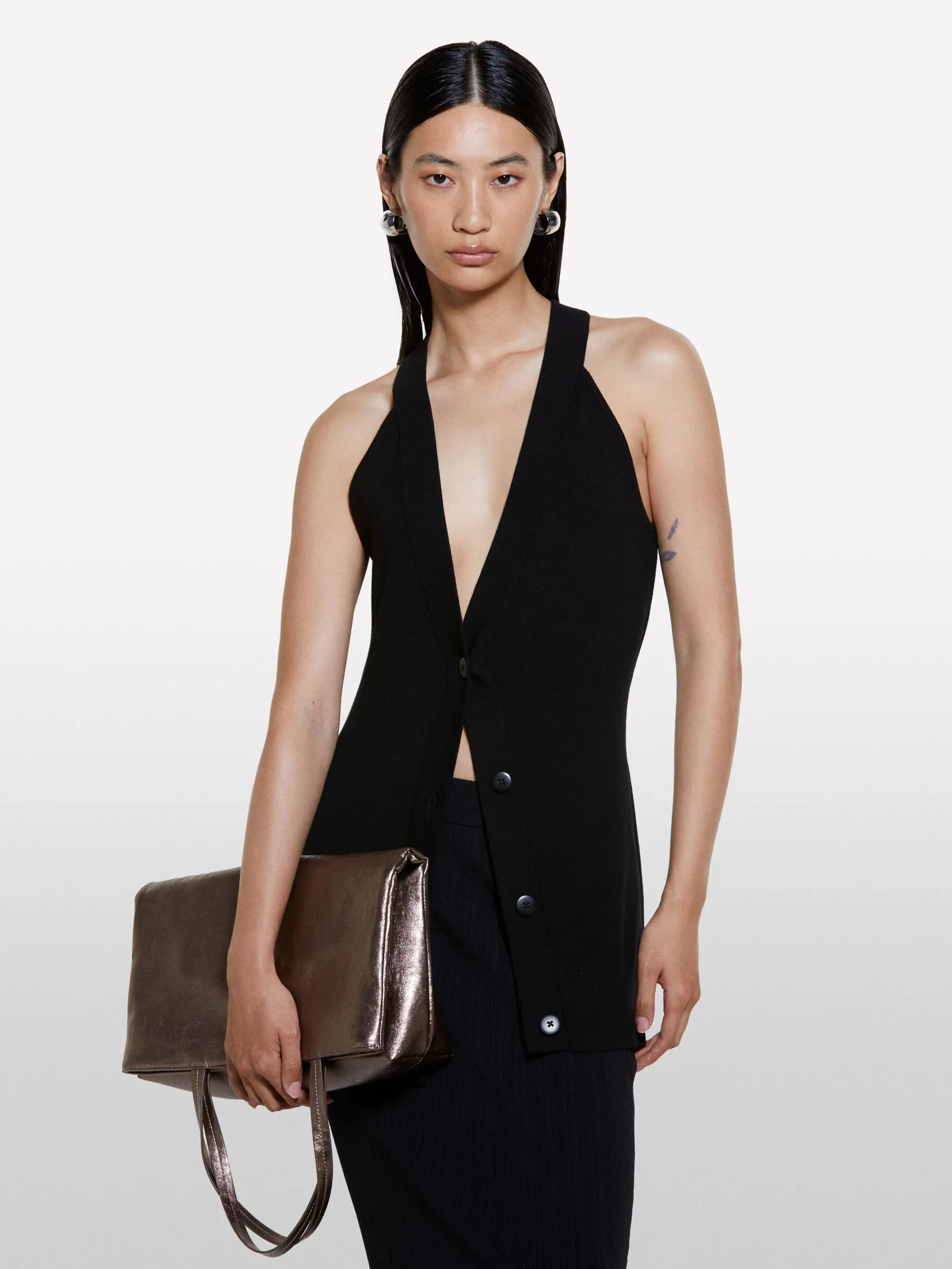 Gilet nero in maglia