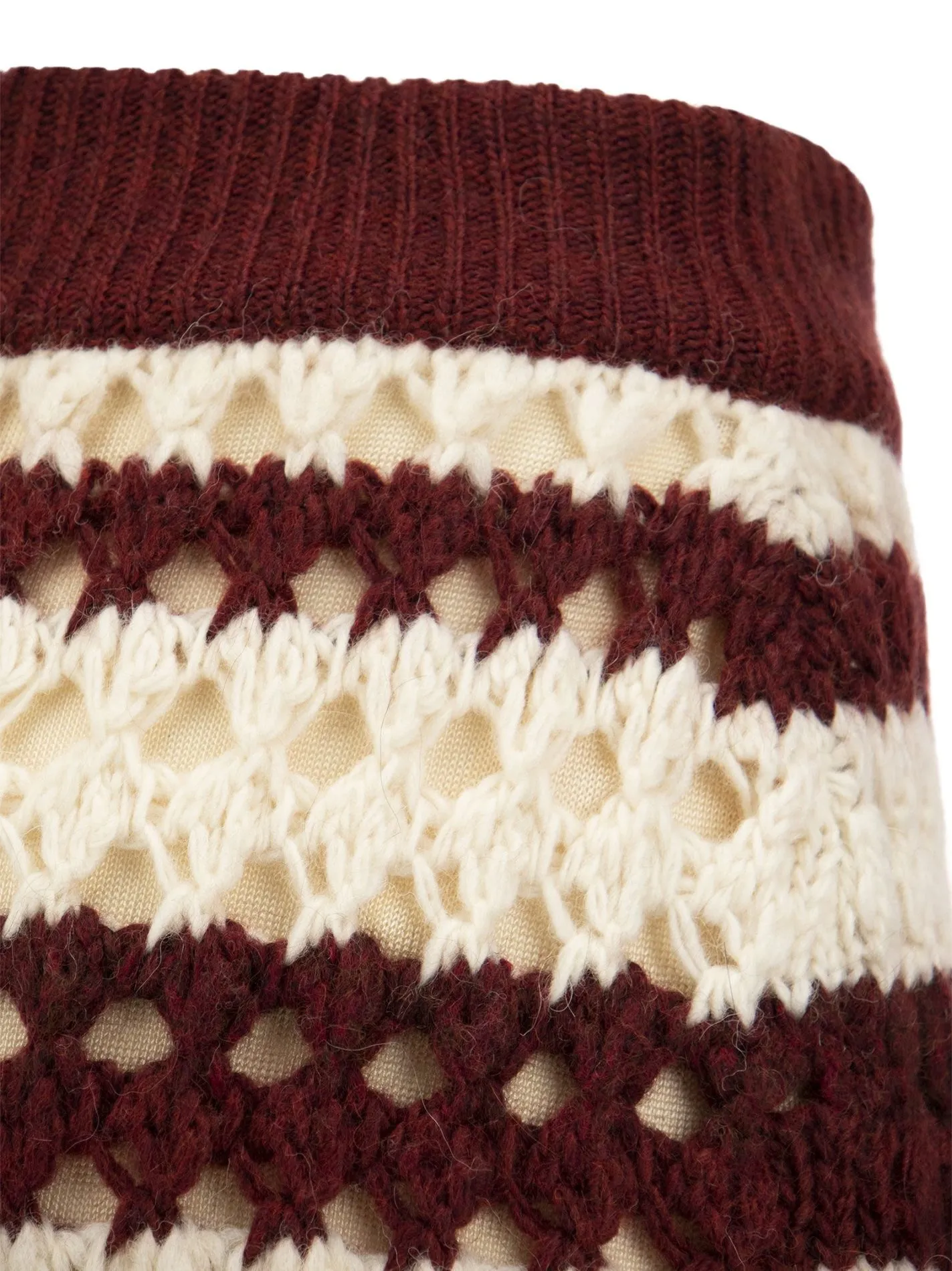 Gonna in crochet di misto lana a righe