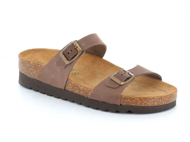 GRUNLAND CIABATTE DOPPIA FIBBIA DONNA ESTATE CB2539  HOLA TAUPE