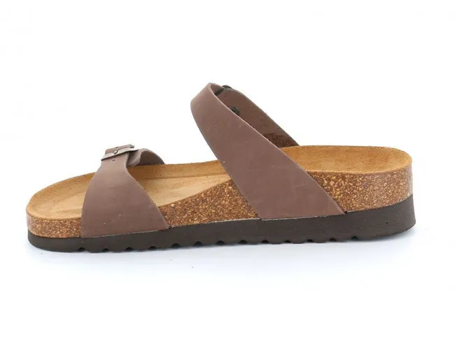 GRUNLAND CIABATTE DOPPIA FIBBIA DONNA ESTATE CB2539  HOLA TAUPE