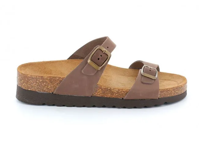 GRUNLAND CIABATTE DOPPIA FIBBIA DONNA ESTATE CB2539  HOLA TAUPE