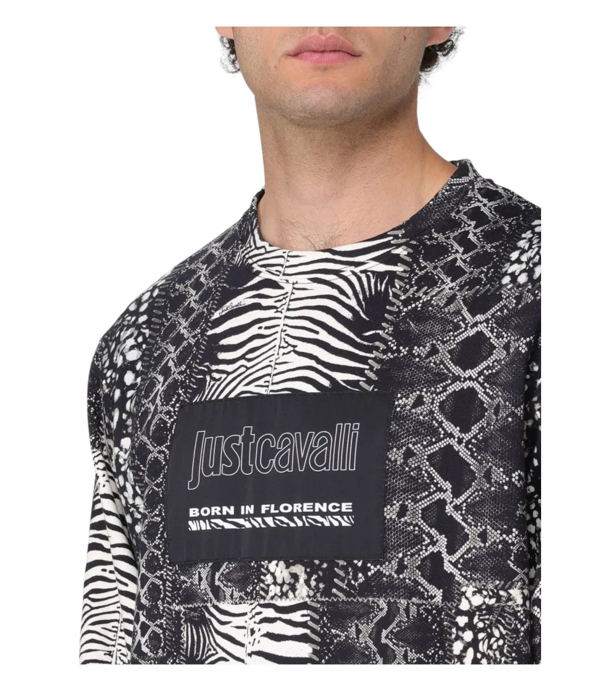 Just Cavalli Uomo Felpa A Girocollo  Print