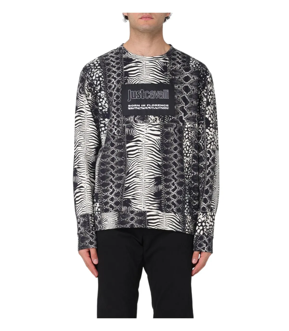 Just Cavalli Uomo Felpa A Girocollo  Print