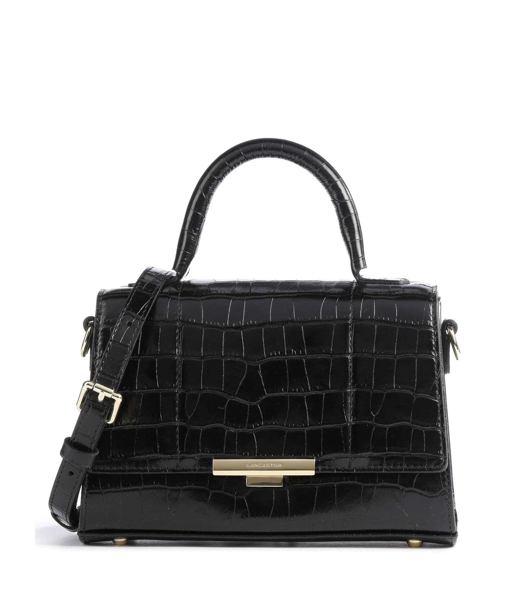  Lancaster Exotic Trinity Borsa a mano pelle di vacchetta goffrata nero  