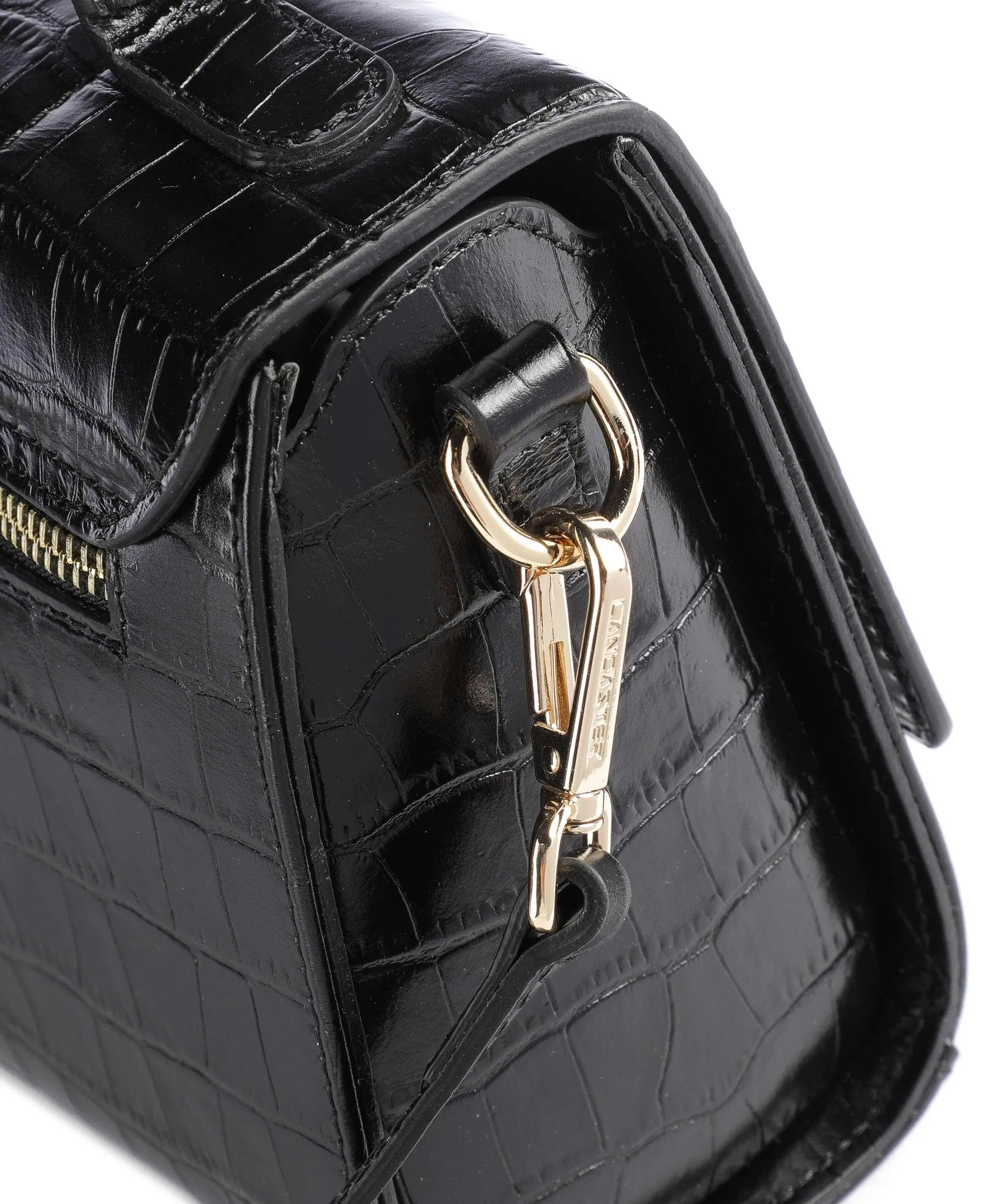  Lancaster Exotic Trinity Borsa a mano pelle di vacchetta goffrata nero  
