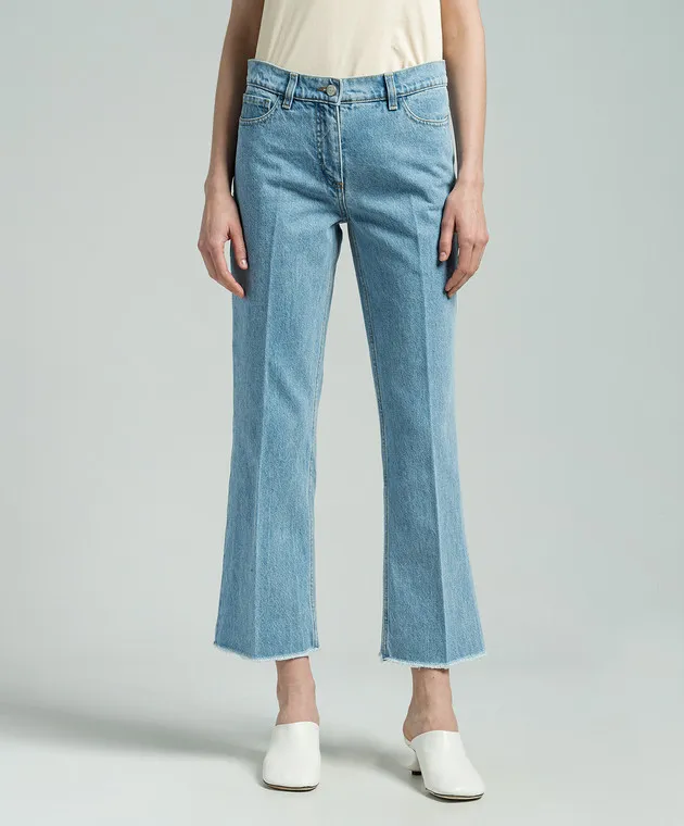 Magda Butrym Jeans blu a zampa con patch logo DENIM01PANTS112524