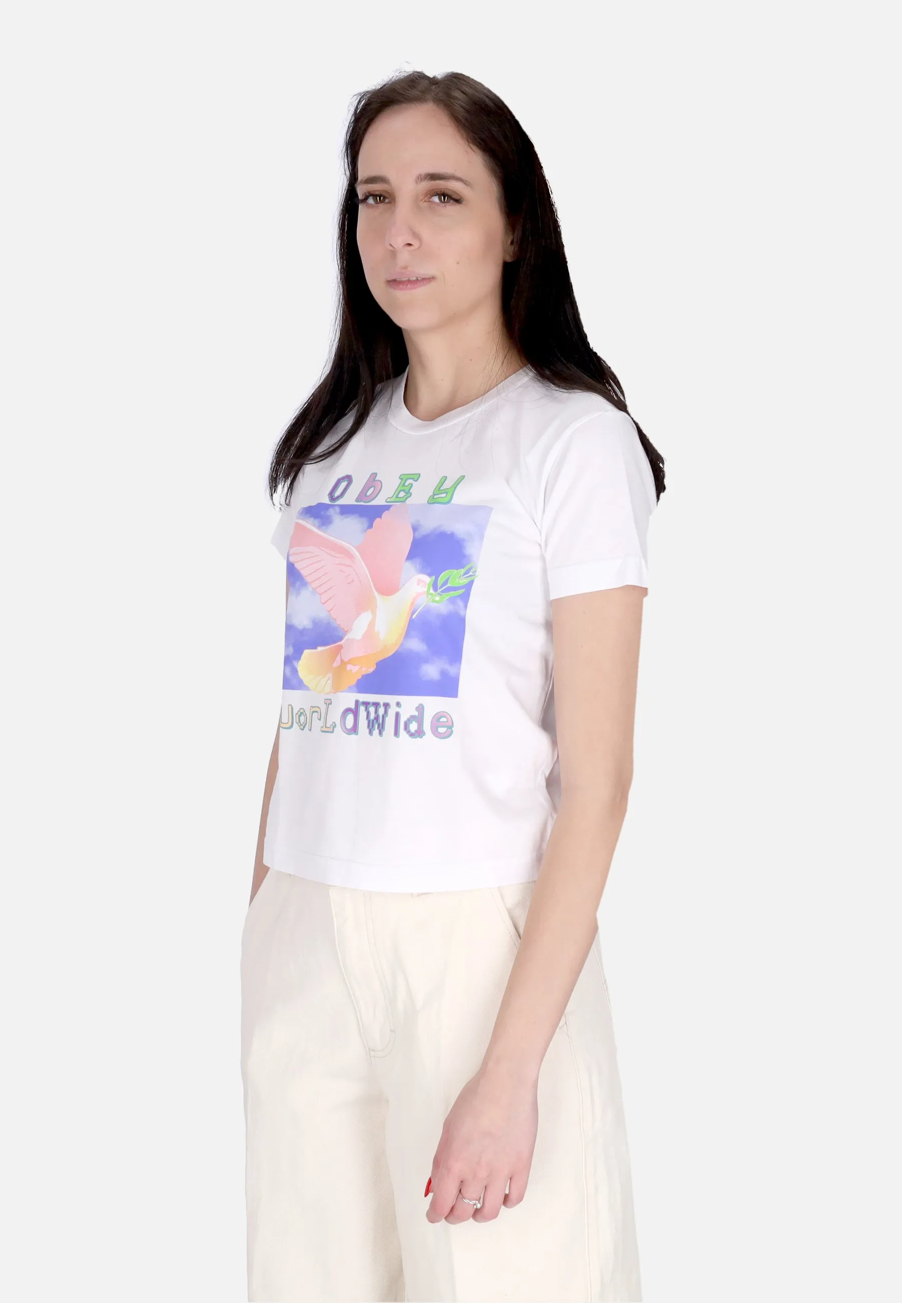 Maglietta Corta Donna W Dove Of Peace Kaylin Tee White