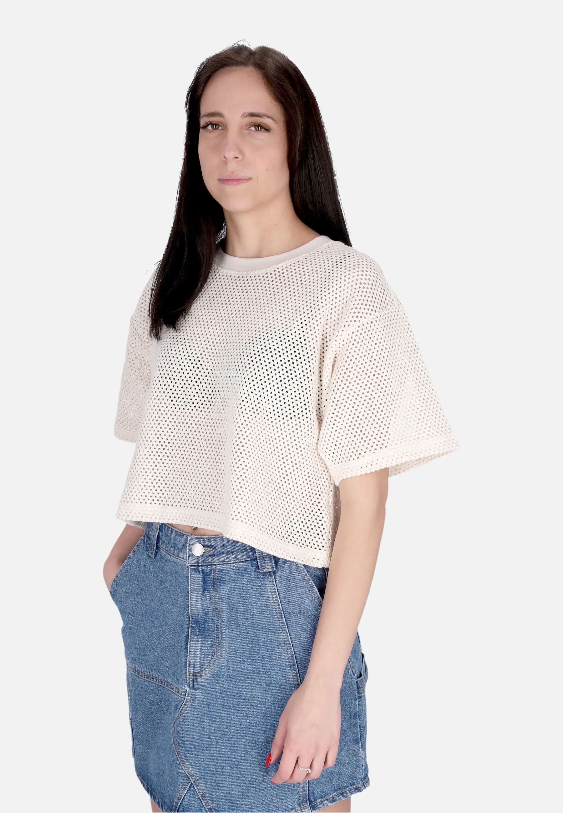 Maglietta Donna W Alex Mesh Top Tee Unbleached