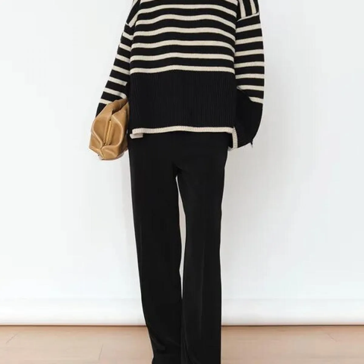 Maglione dolcevita a righe 2023 nuova primavera autunno maglione lavorato a maglia allentato maglione da donna maglione di lana