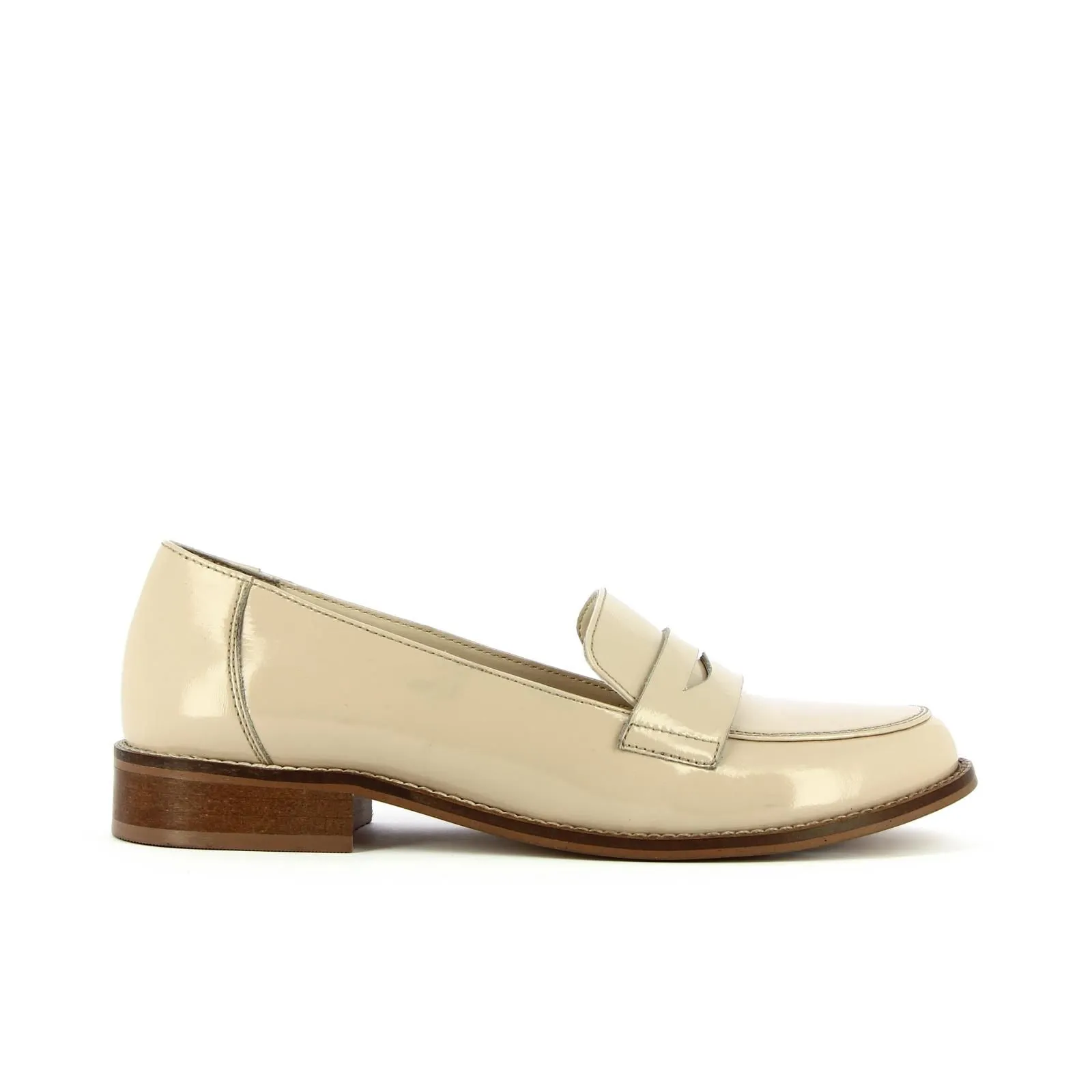 Mocassini beige in pelle