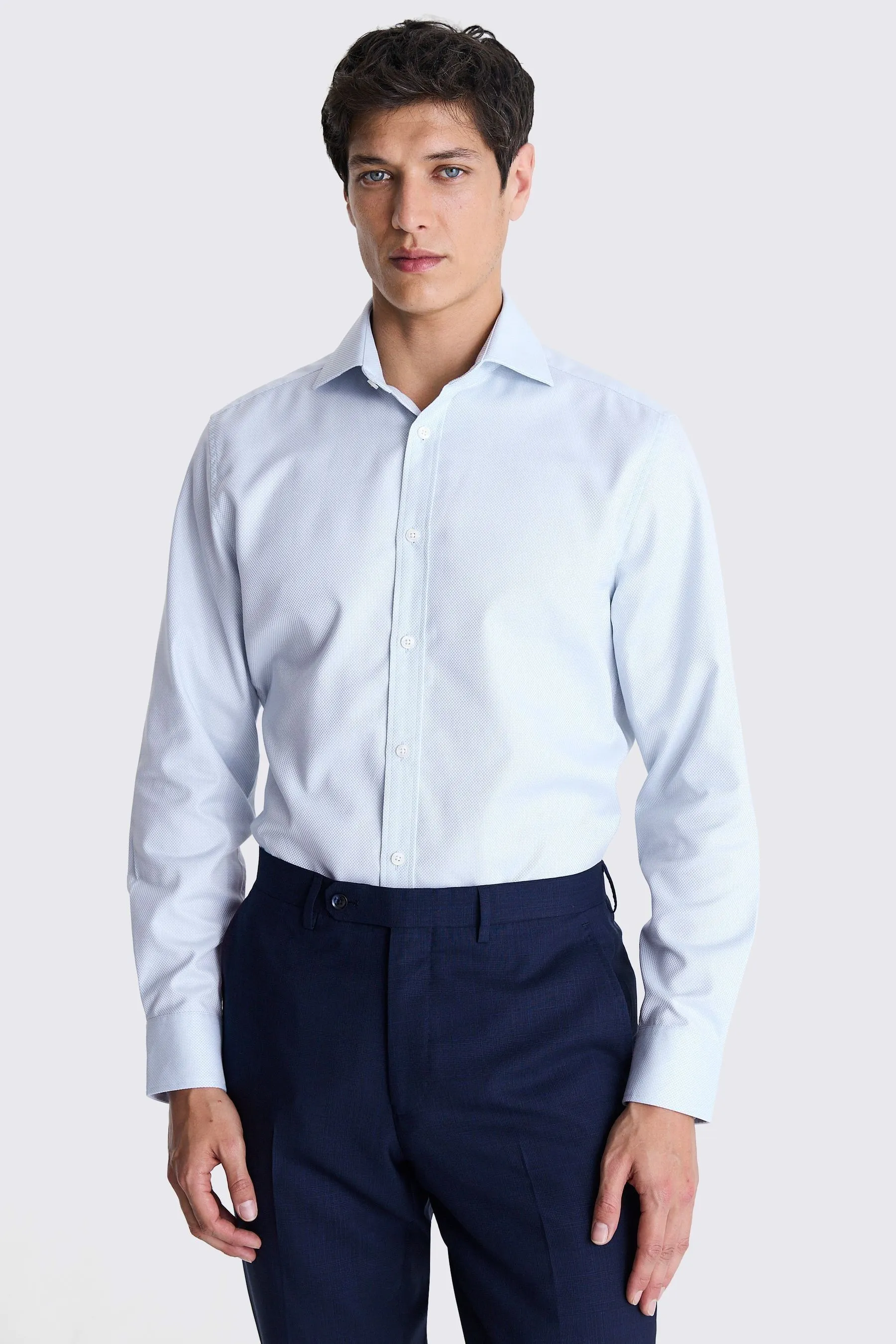 MOSS Camicia Dobby con polsino singolo 100% cotone    