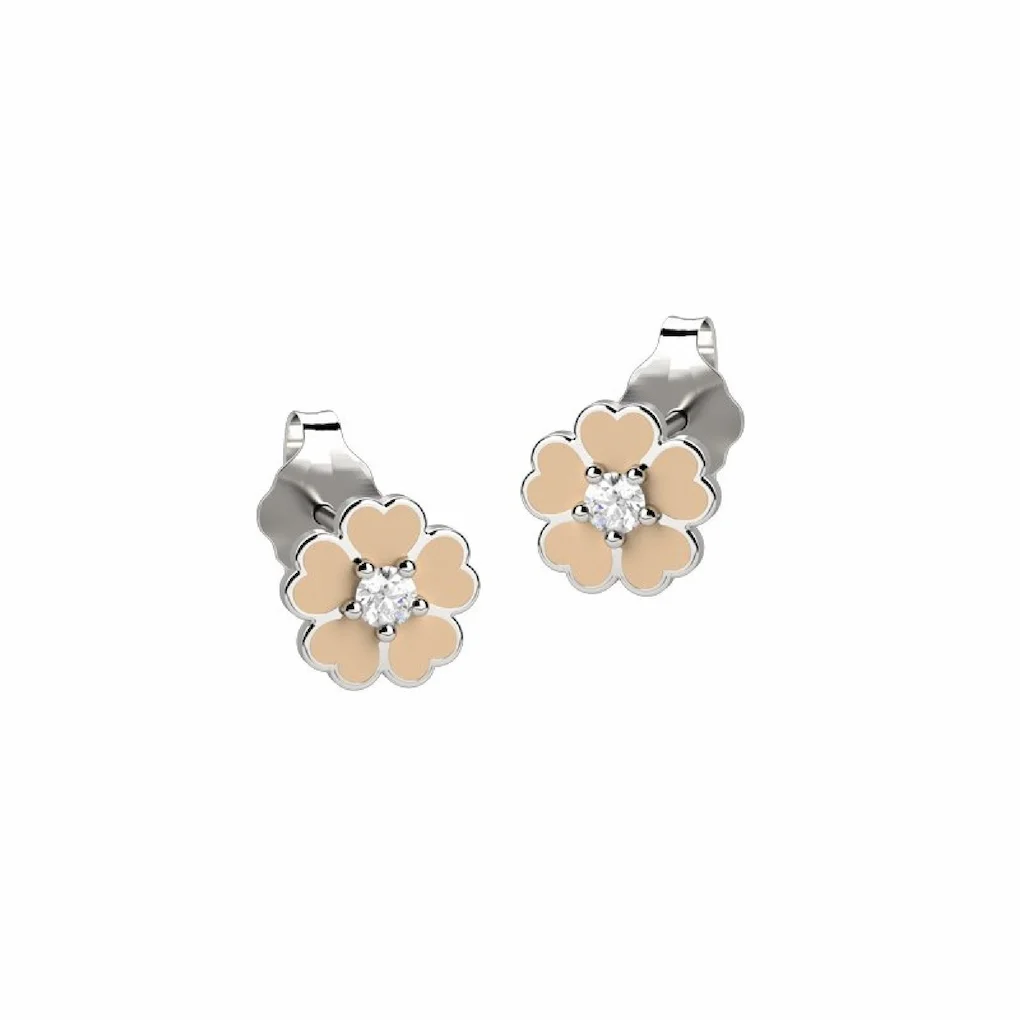 Orecchini Bambina con Fiore Beige Nanan NAN0076