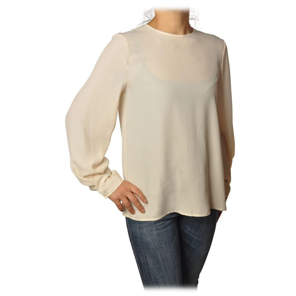 Ottod'Ame - Camicia a Manica Lunga Girocollo - Vaniglia - Camicia - Luxury Exclusive Collection
