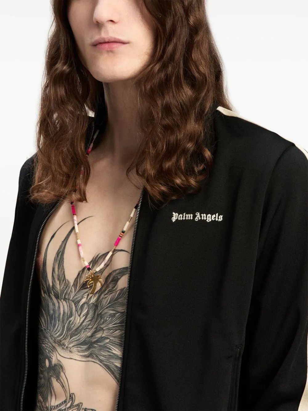 Palm Angels-Giacca con zip con logo ricamato