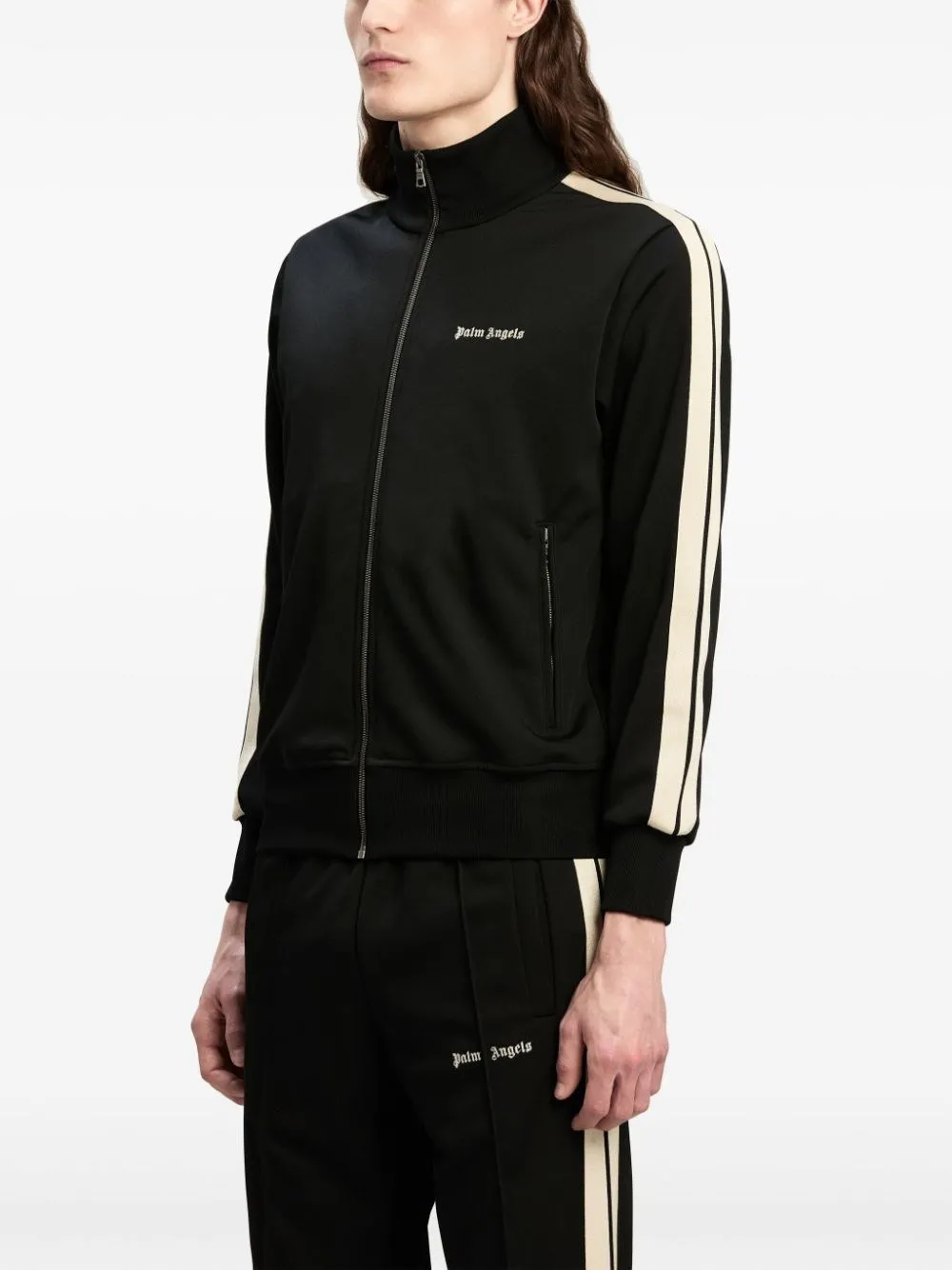 Palm Angels-Giacca con zip con logo ricamato