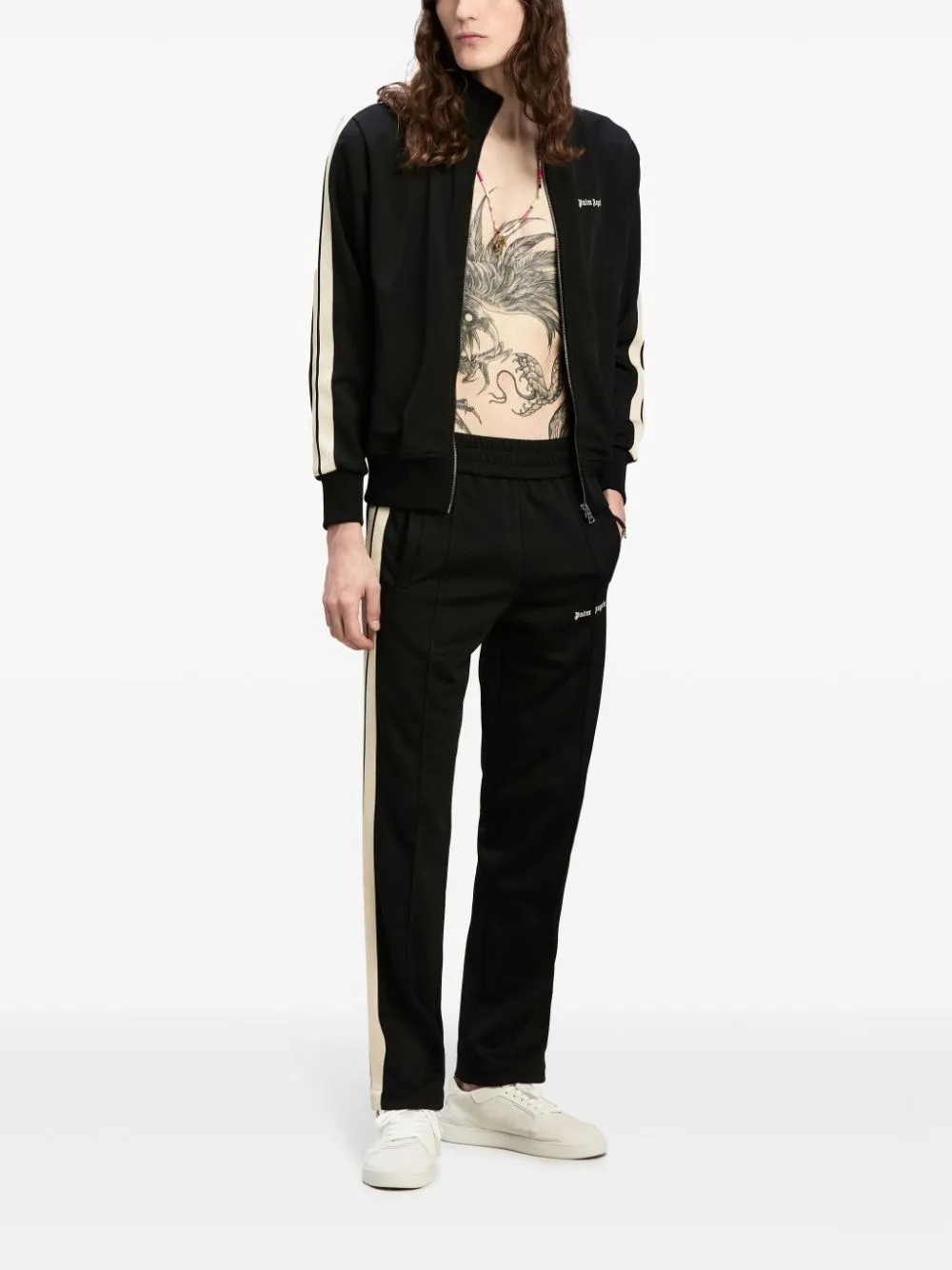 Palm Angels-Giacca con zip con logo ricamato