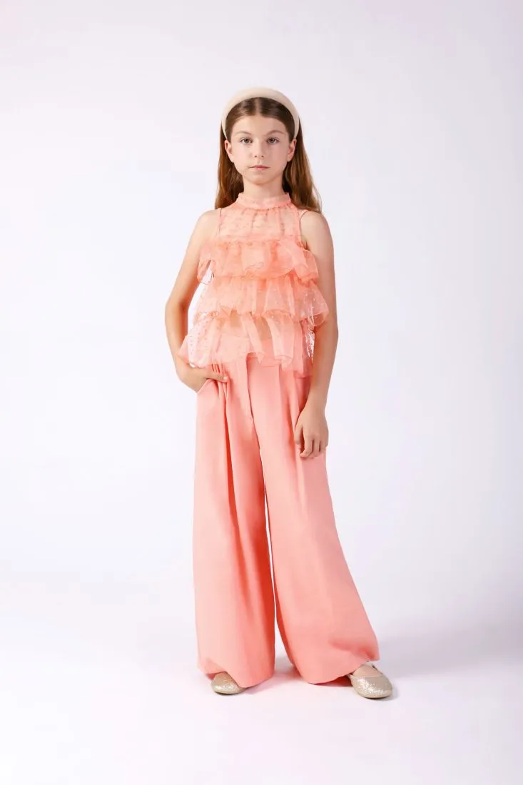 Pantaloni a palazzo bambina monocolour con pinces