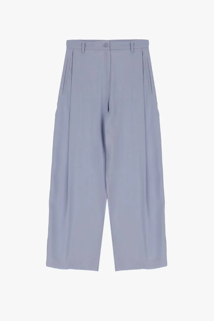 Pantaloni a palazzo cropped monocolour con vita alta e pinces