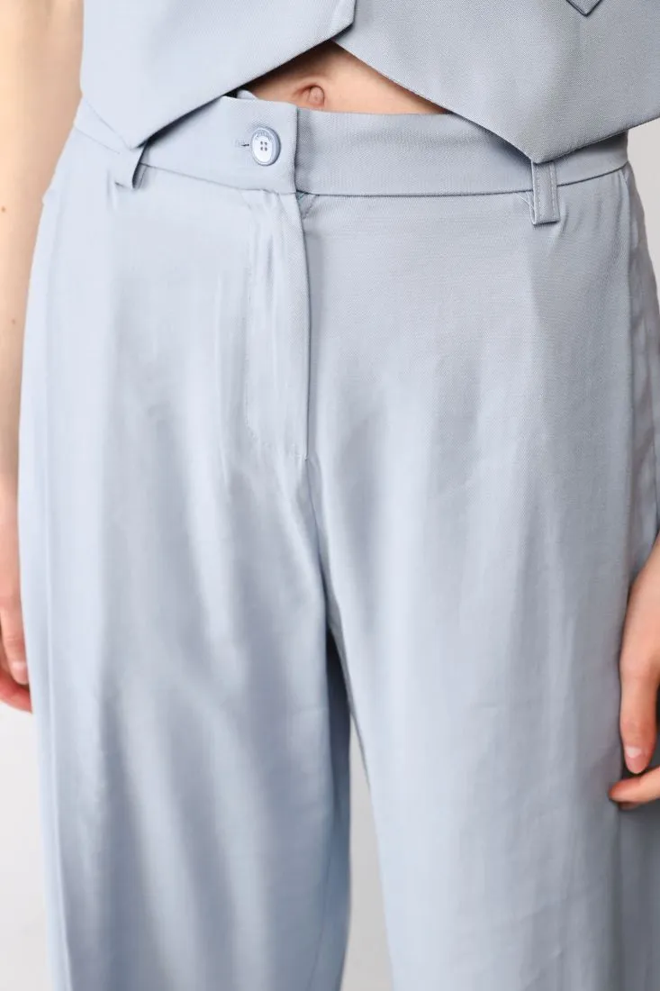 Pantaloni a palazzo cropped monocolour con vita alta e pinces