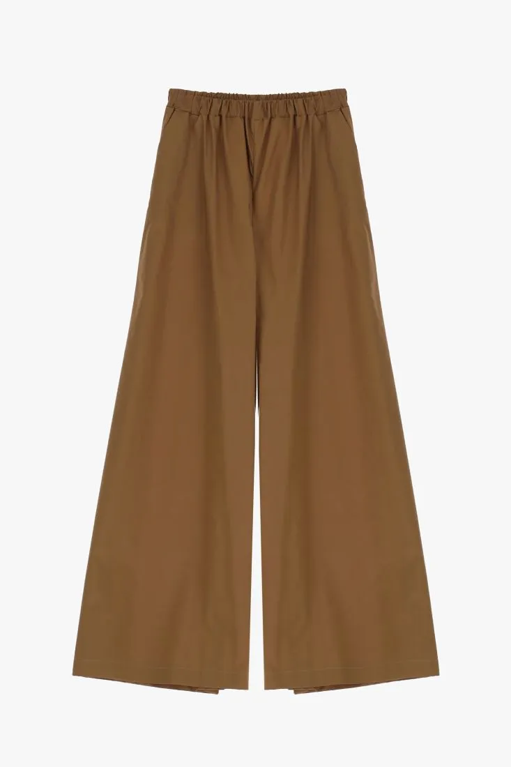 Pantaloni a palazzo in puro cotone con tasche verticali