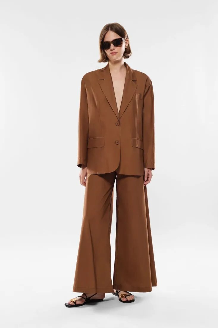 Pantaloni a palazzo in puro cotone con tasche verticali