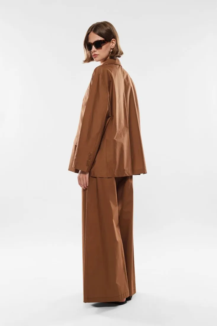 Pantaloni a palazzo in puro cotone con tasche verticali