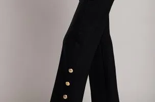 Pantaloni eleganti con bottoni, neri