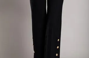 Pantaloni eleganti con bottoni, neri