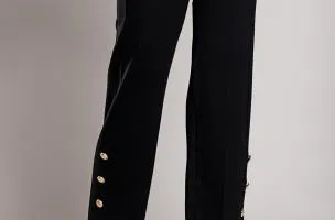 Pantaloni eleganti con bottoni, neri