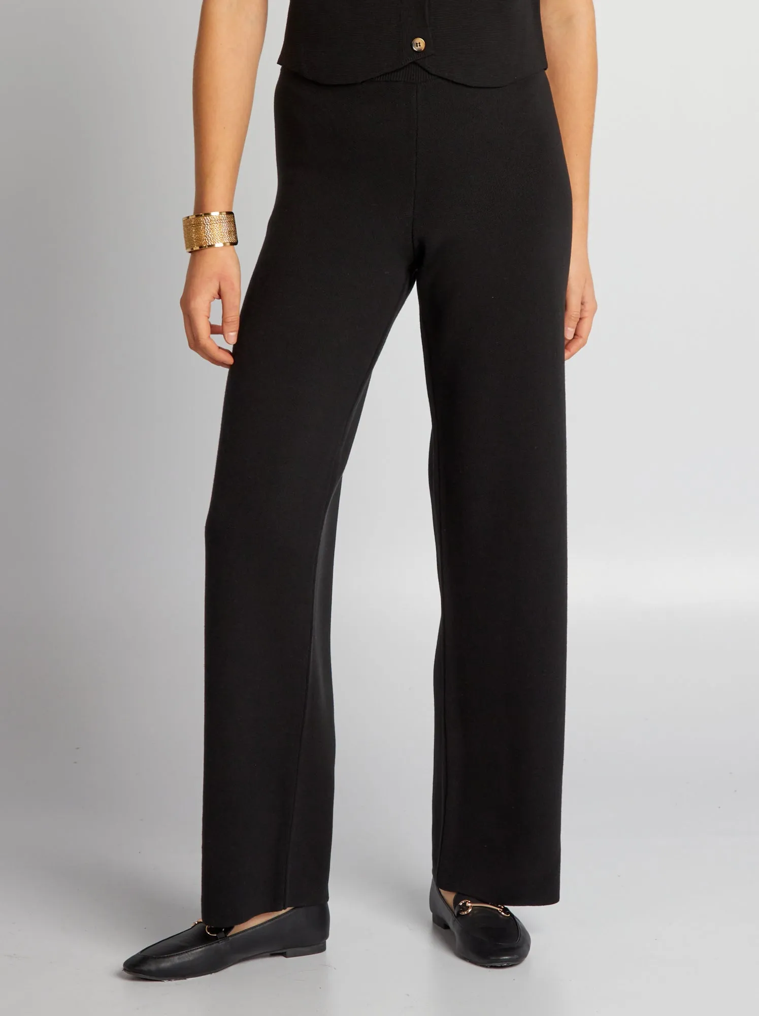 Pantaloni in maglia ottoman - nero