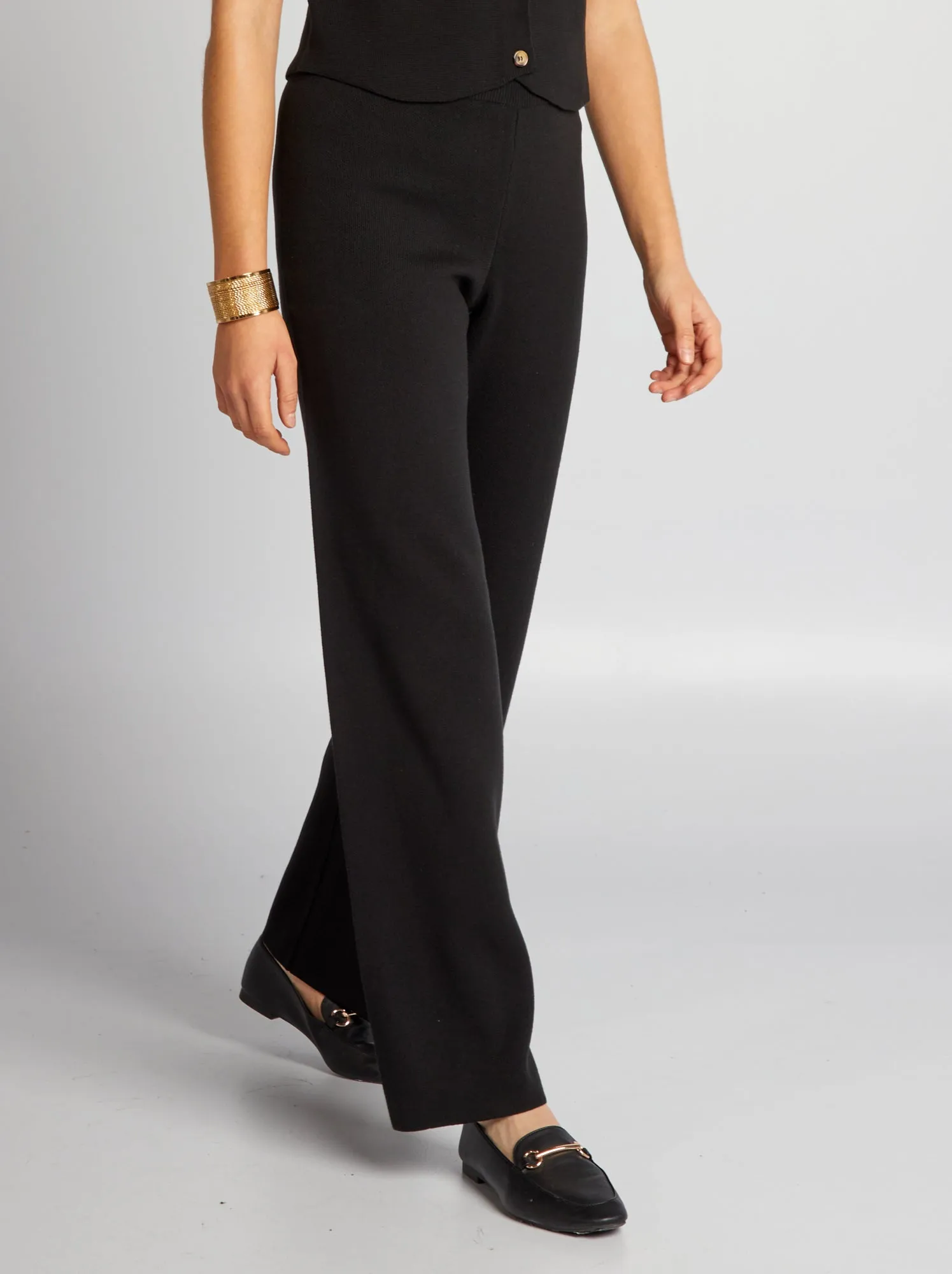 Pantaloni in maglia ottoman - nero