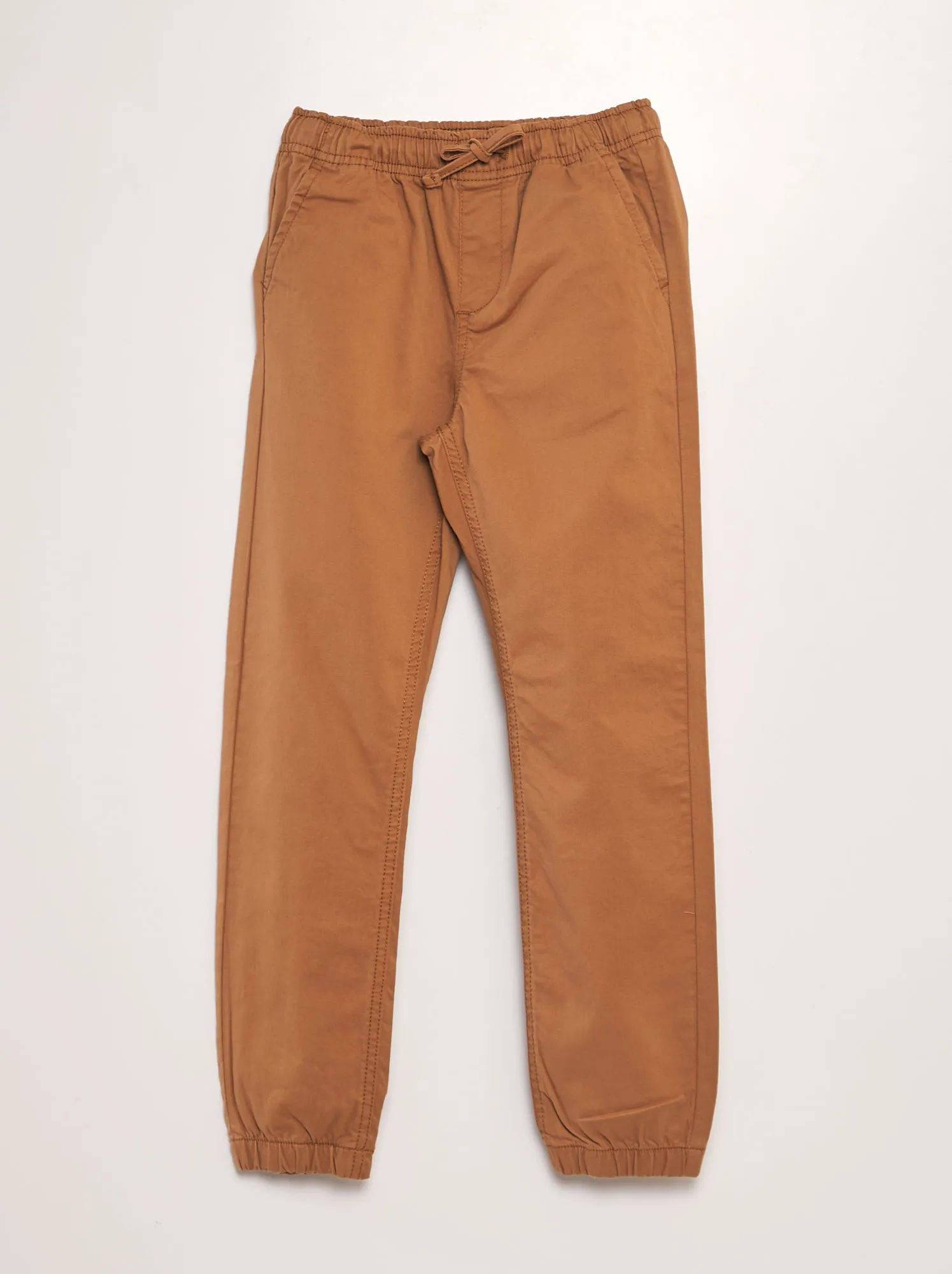 Pantaloni jogger con vita elasticizzata - MARRONE