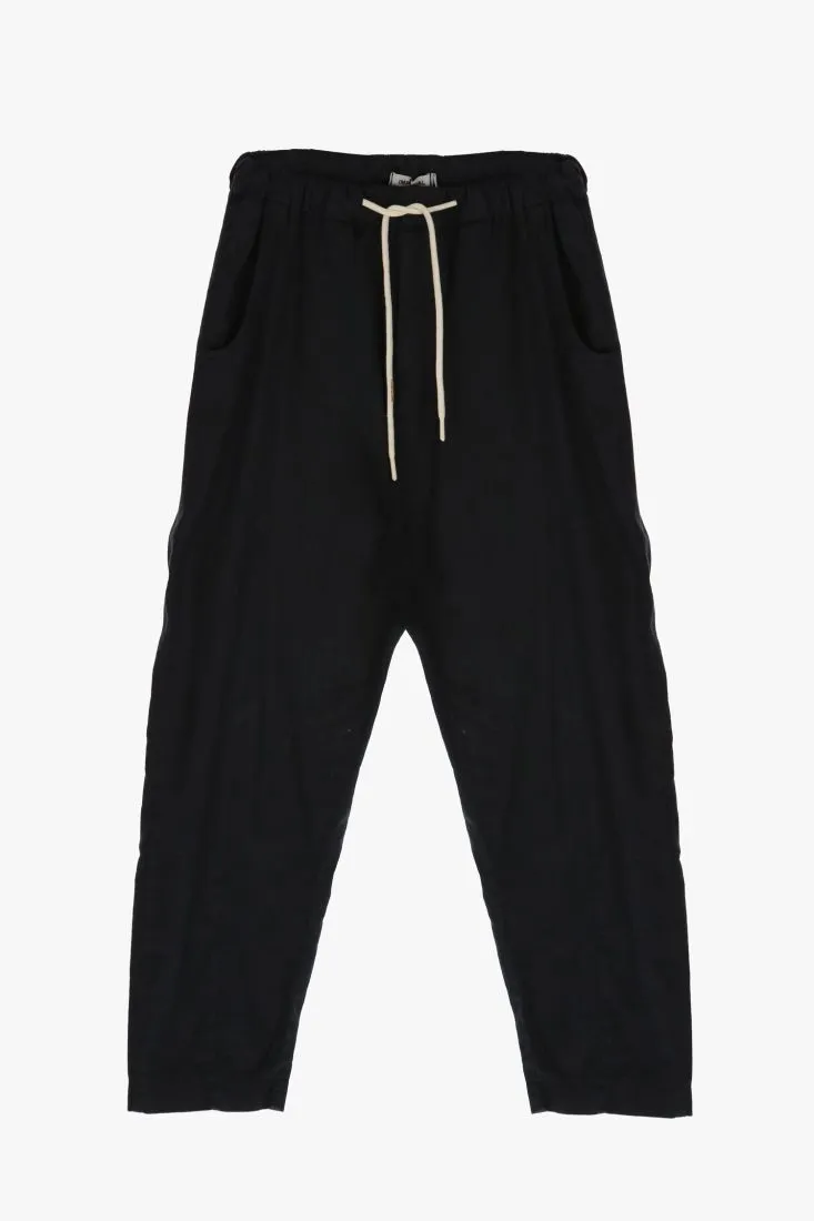 Pantaloni straight cropped monocolour con vita elasticizzata