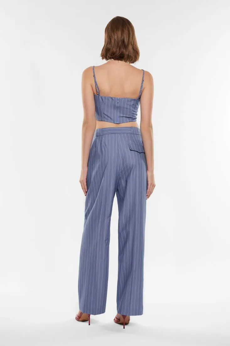 Pantaloni straight fantasia gessata con pinces