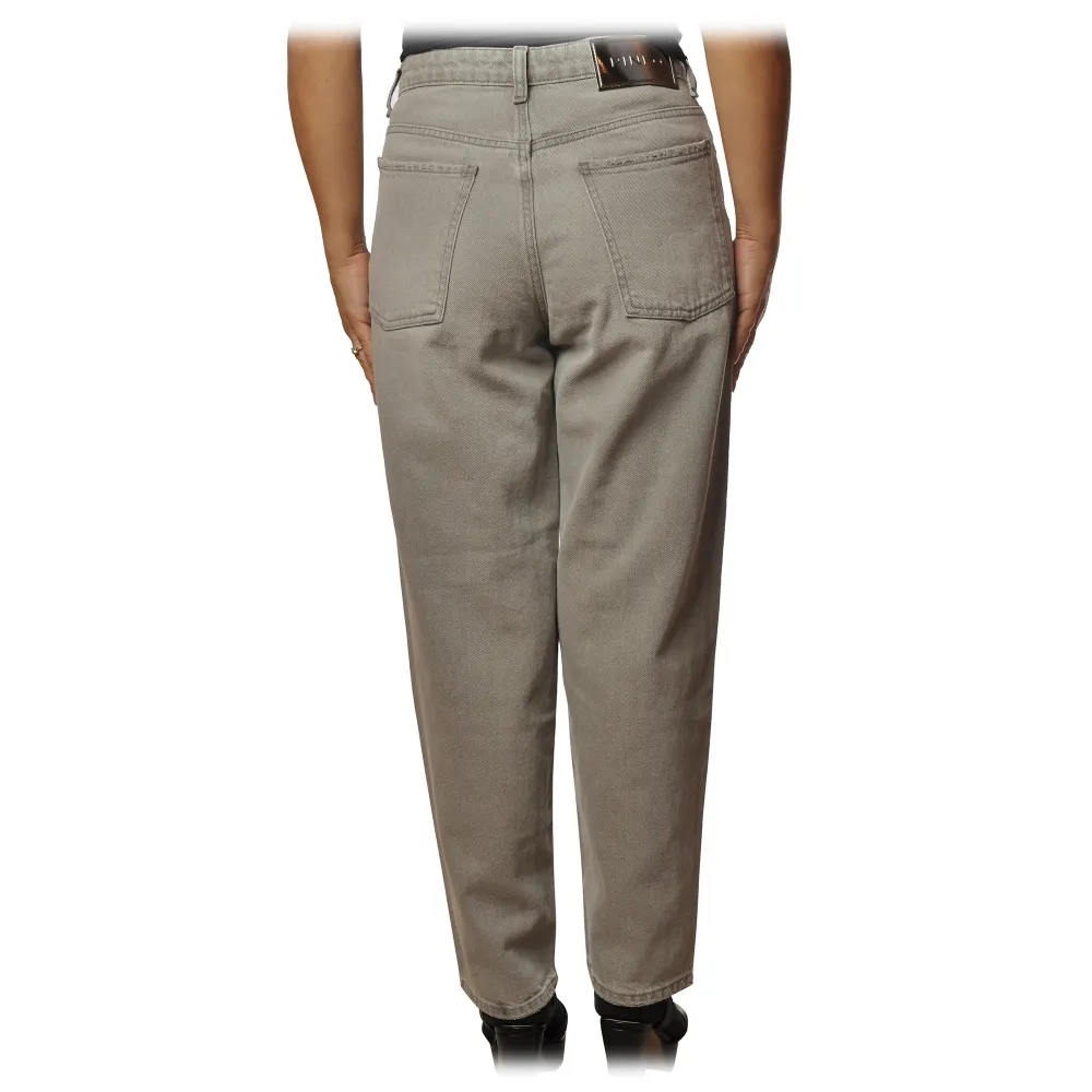 Pinko - Jeans Boyfriend Maddie8 in Tela Grigia con Strass - Grigio - Pantalone - Made in Italy - Luxury Exclusive Collection