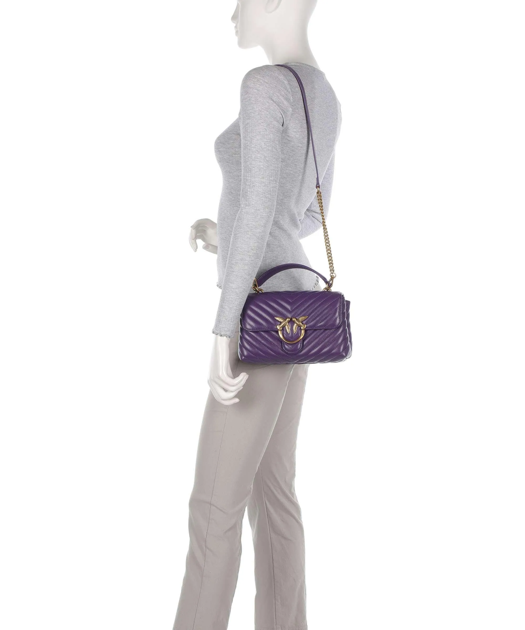  Pinko Love Lady Puff Mini Borsa a tracolla pelle di pecora prugna  