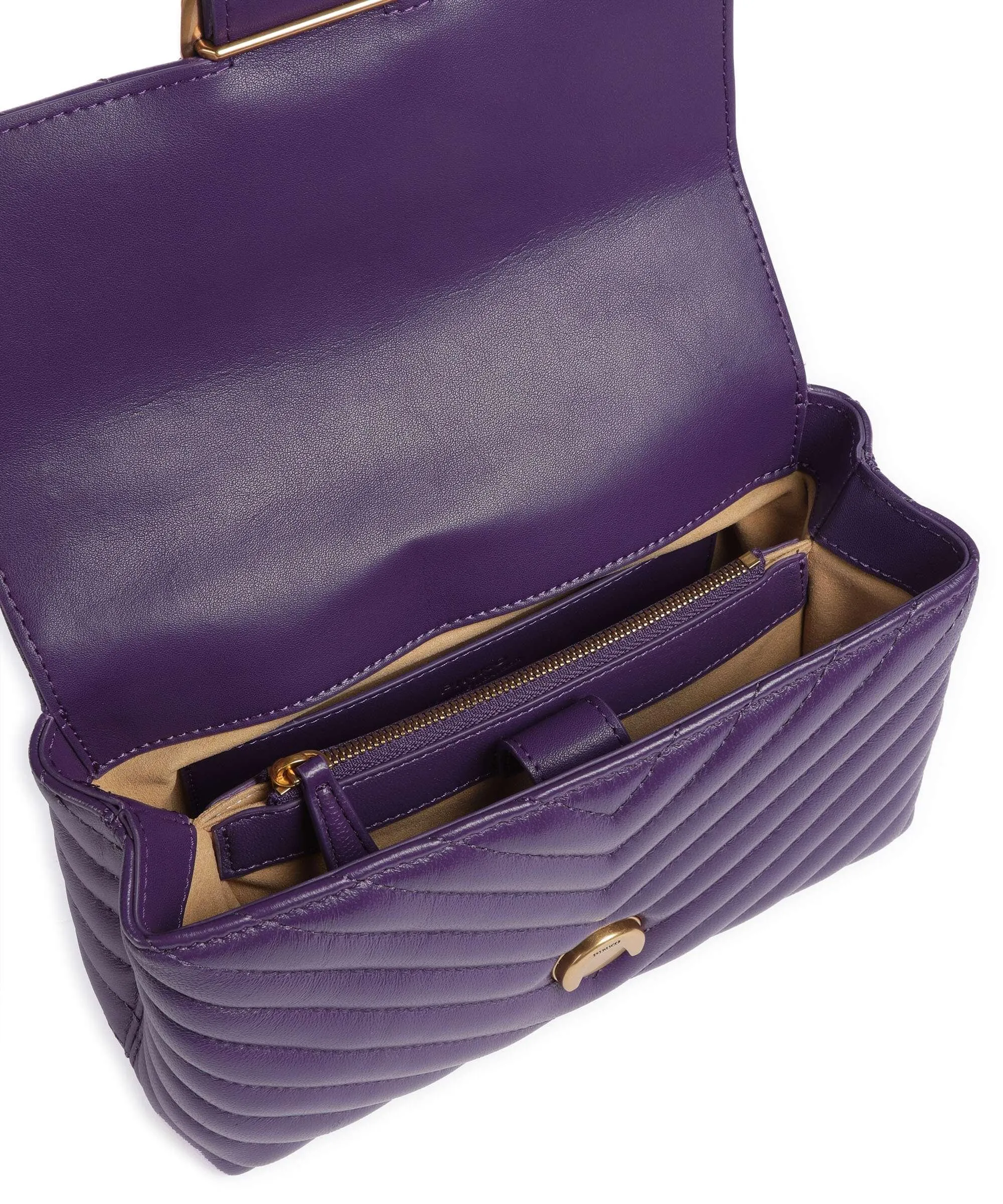  Pinko Love Lady Puff Mini Borsa a tracolla pelle di pecora prugna  