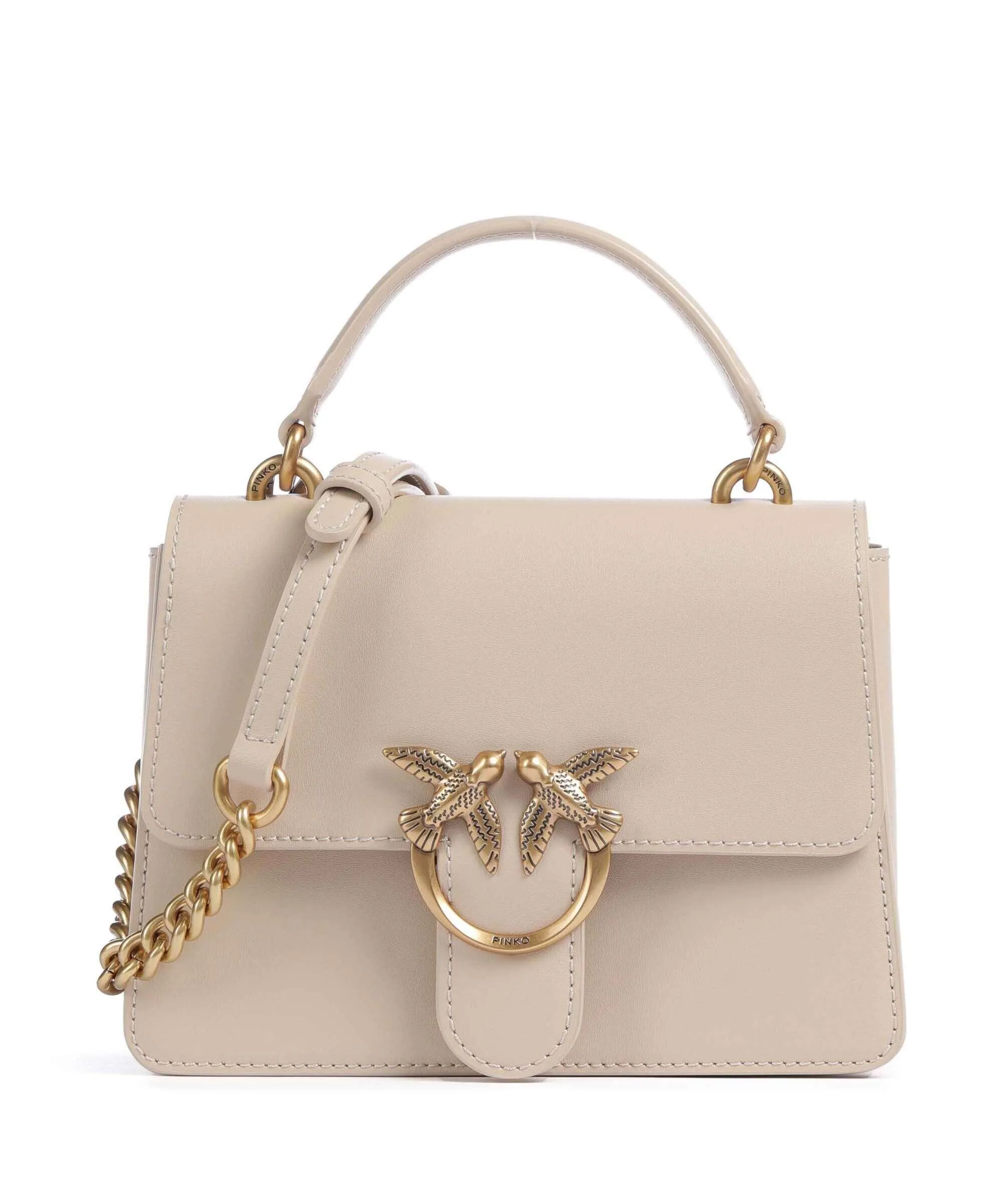  Pinko Love One Mini Borsa a tracolla pelle di vacchetta finemente grana beige  