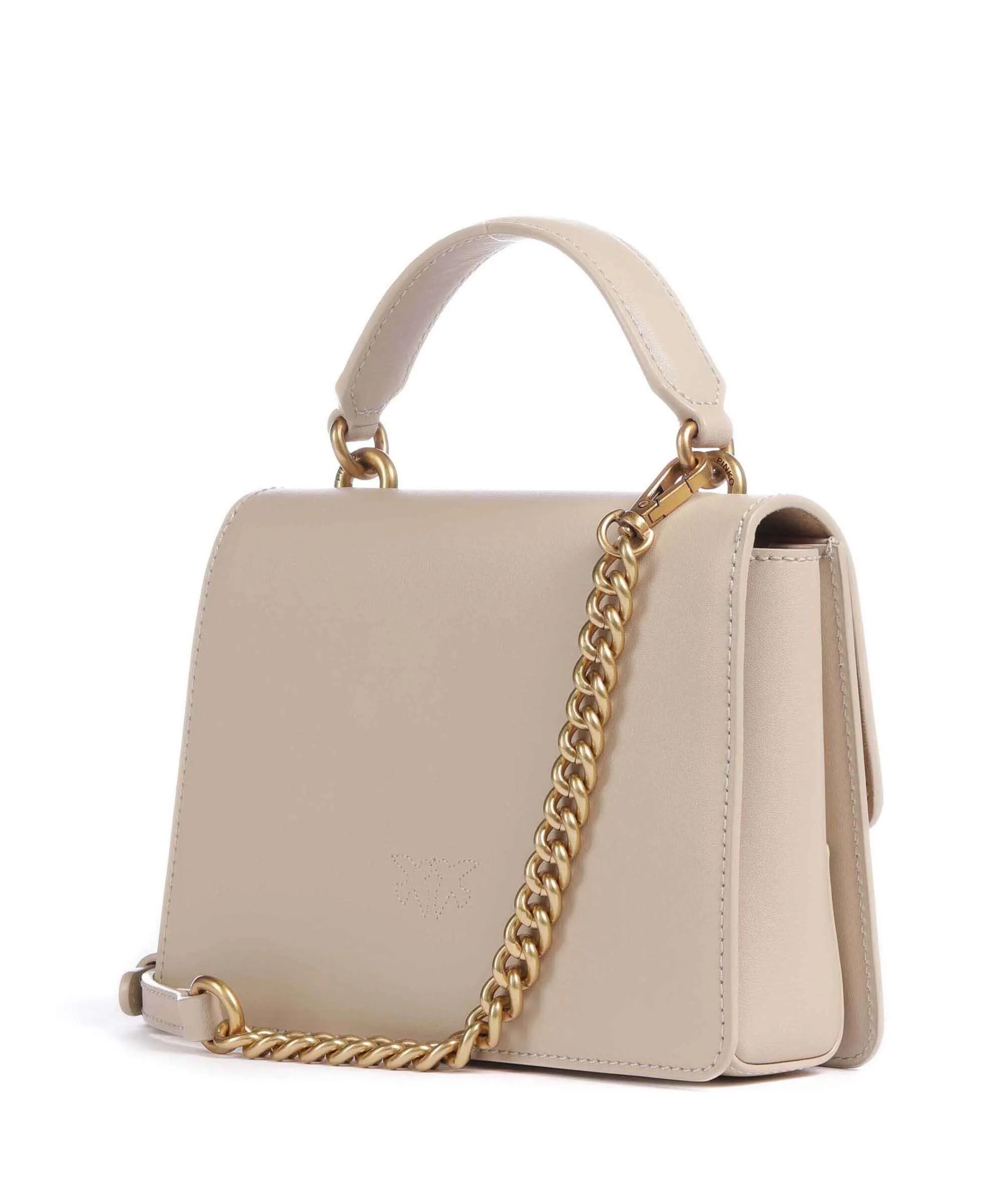  Pinko Love One Mini Borsa a tracolla pelle di vacchetta finemente grana beige  