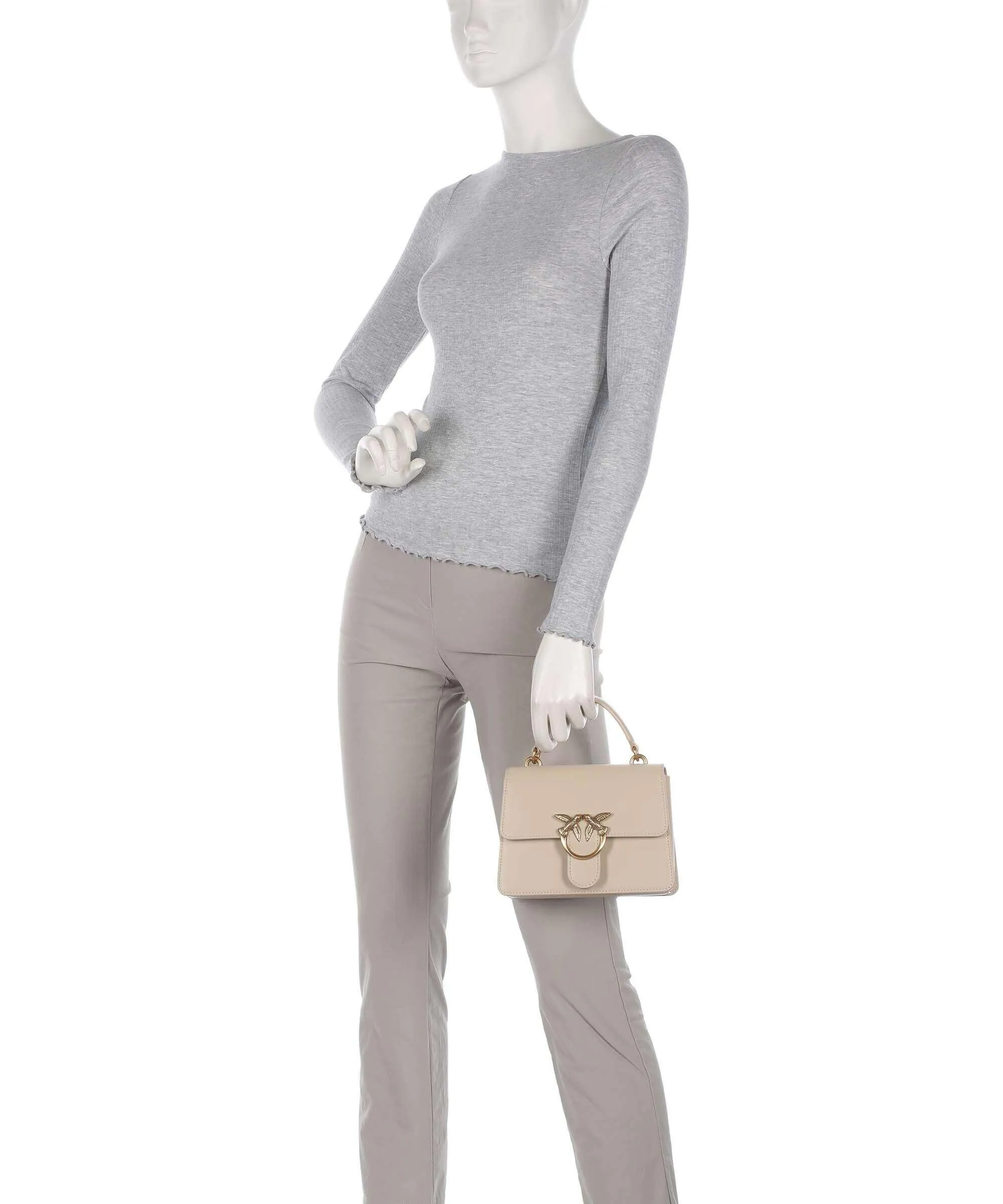  Pinko Love One Mini Borsa a tracolla pelle di vacchetta finemente grana beige  
