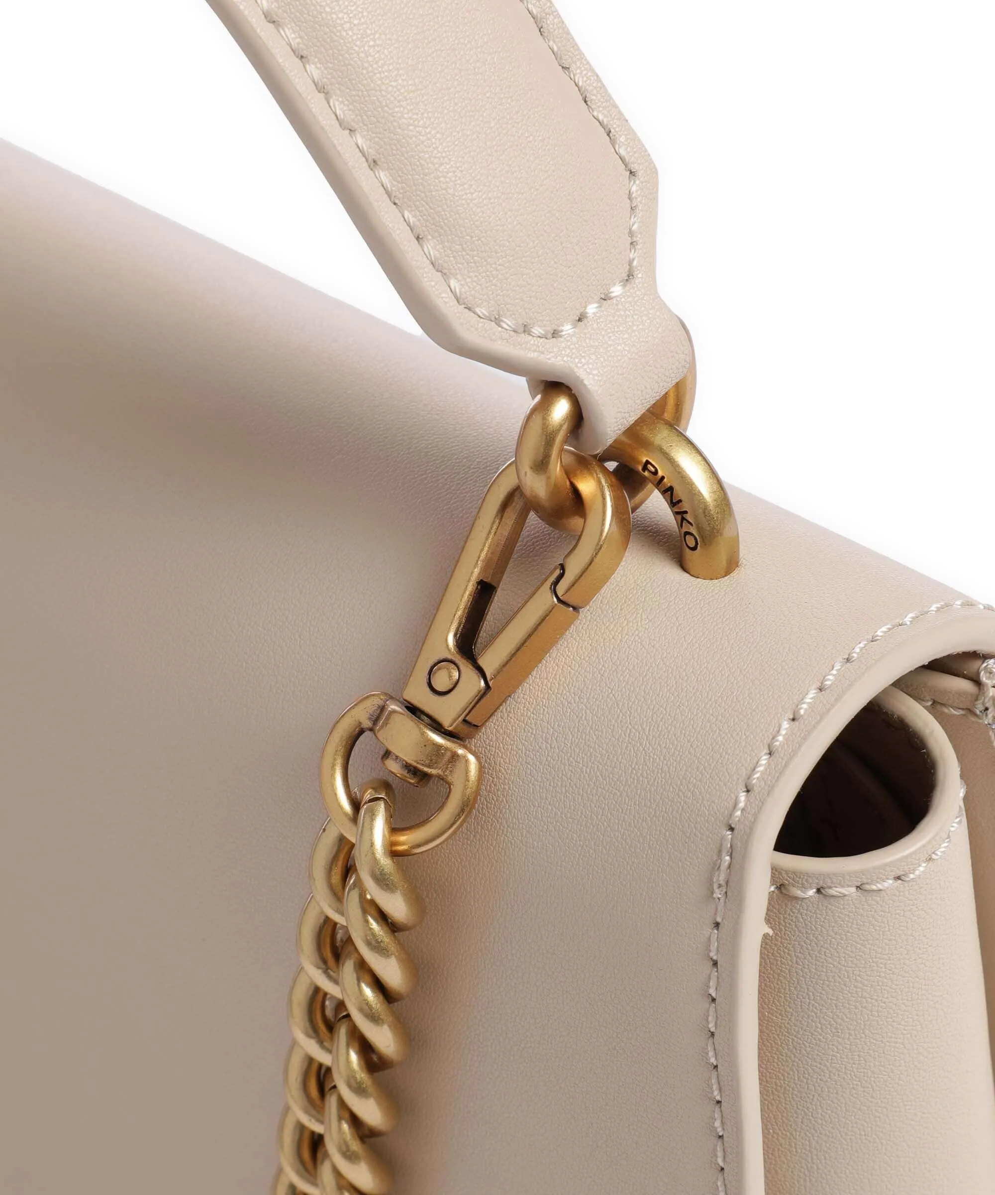  Pinko Love One Mini Borsa a tracolla pelle di vacchetta finemente grana beige  